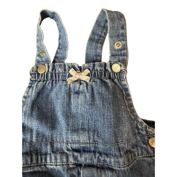 Vintage 6-9 Months 90s Faded Glory Overalls Denim Jean Embroidered Flowers - Picture 5 of 14